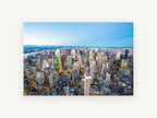 Midtown Blue Hour, new york aerial skyline at dusk photograph, city canvas wall art print, front view