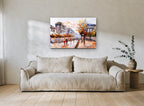 Autumn Boulevard Walk city canvas print on the wall of a living room