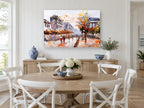 Autumn Boulevard Walk city canvas print on the wall of a Hamptons dining room