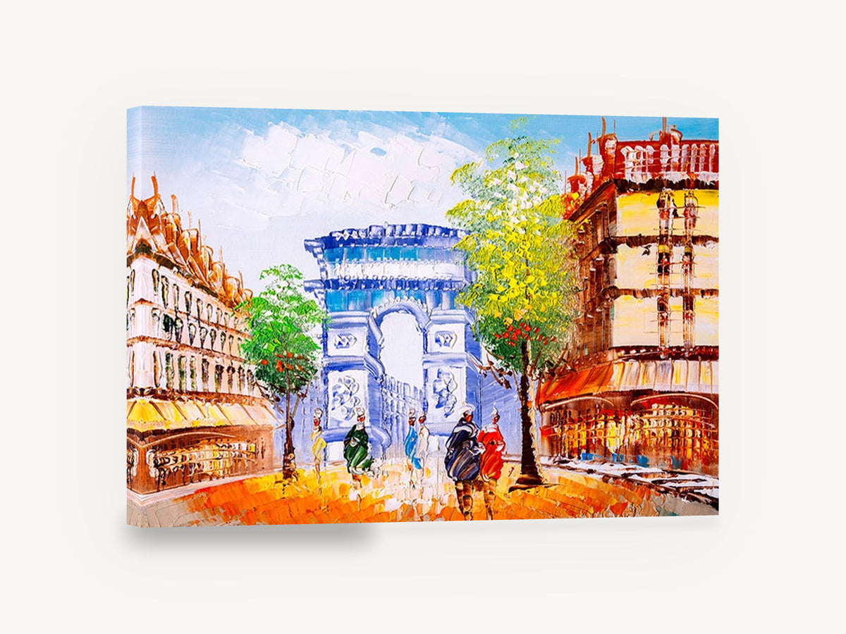 Arc de Triomphe Boulevard, paris arc de triomphe street scene art, city canvas wall art print ready to hang