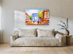 Arc de Triomphe Boulevard city canvas print on the wall of a living room