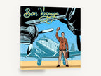 Bon Voyage Departure, retro bon voyage airport travel poster, stretched canvas wall art print ready to hang
