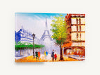 Paris Street Palette, eiffel tower parisian street scene painting, city canvas wall art print ready to hang
