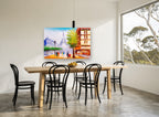 Paris Street Palette city canvas print on the wall of a dining room