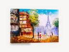 Autumn Walk to Eiffel, paris street eiffel tower textured artwork, city canvas wall art print ready to hang