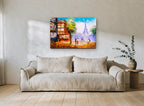Autumn Walk to Eiffel city canvas print on the wall of a living room