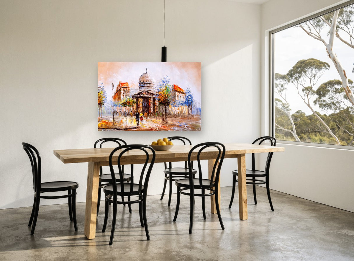 Parisian Dome Boulevard city canvas print on the wall of a dining room