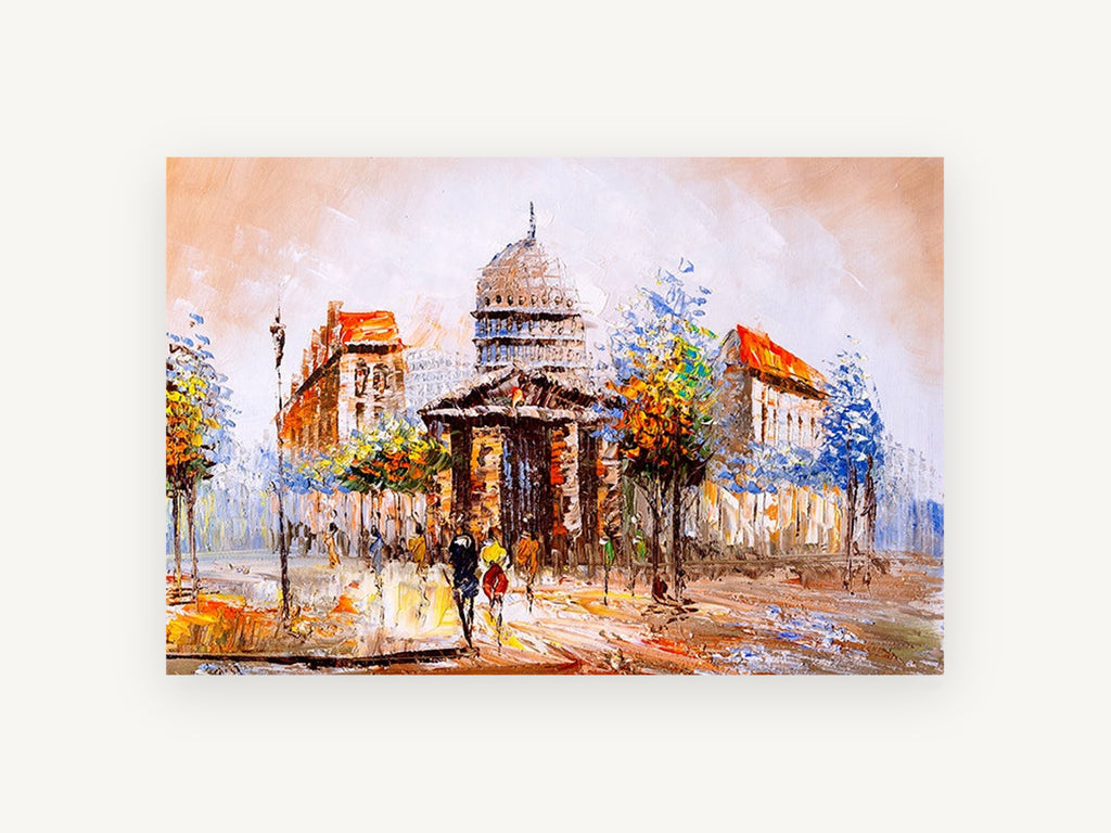 Parisian Dome Boulevard, paris street scene impressionist canvas art, city canvas wall art print, front view
