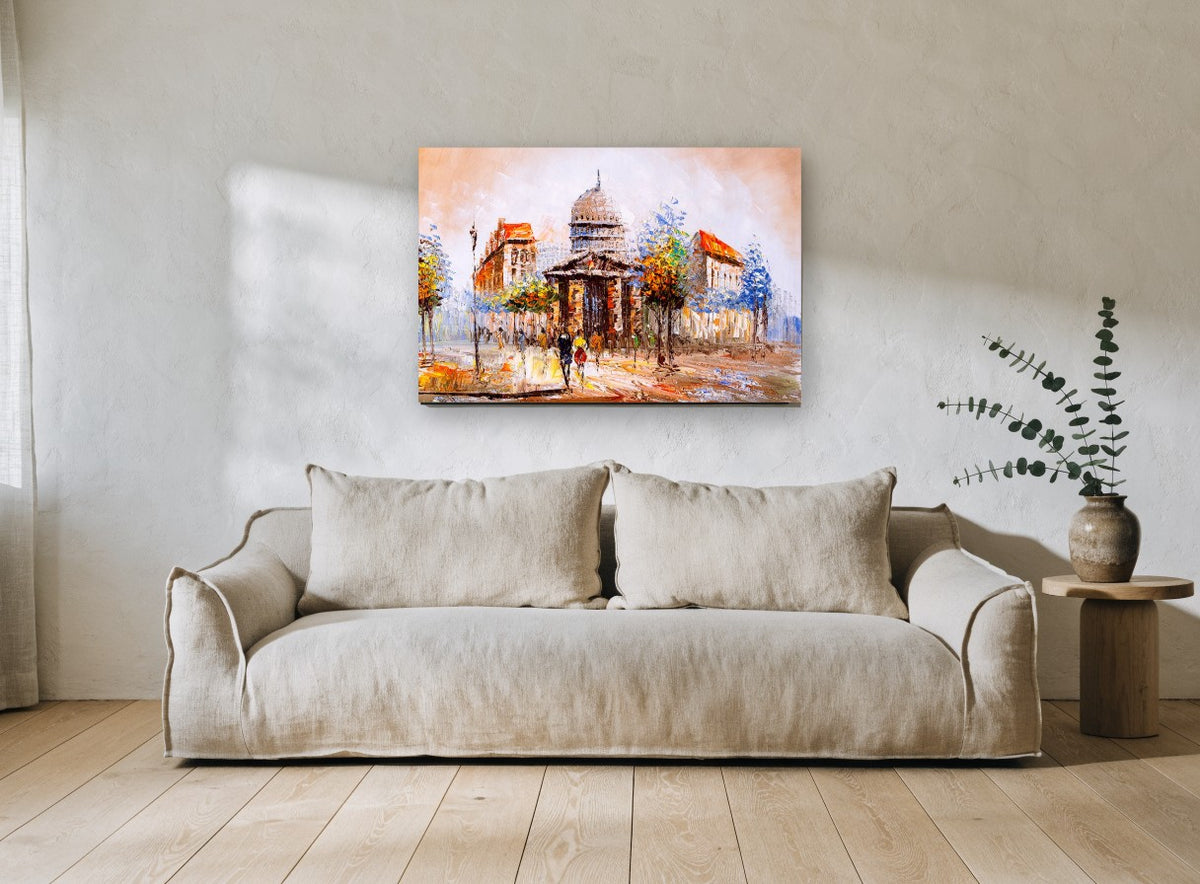 Parisian Dome Boulevard city canvas print on the wall of a living room