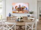 Parisian Dome Boulevard city canvas print on the wall of a Hamptons dining room
