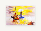 Golden Harbour Moorings, coastal canvas wall art print, front view