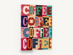Coffee Block Letters, coffee typography retro grunge kitchen, kitchen canvas wall art print ready to hang