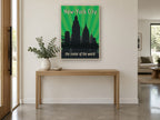 Green Rays New York city canvas print on the wall of a entry hall