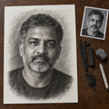 Example of a charcoal portrait of a man from a photo, on heavyweight drawing paper
