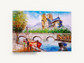 Seine Bridge Cathedral View, paris cathedral and seine bridge art, city canvas wall art print ready to hang
