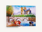 Seine Bridge Cathedral View, paris cathedral and seine bridge art, city canvas wall art print ready to hang