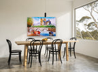 Seine Bridge Cathedral View city canvas print on the wall of a dining room