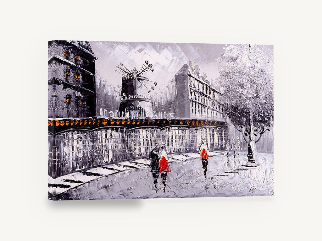 Moulin Rouge Red Coats, paris moulin rouge street scene artwork, city canvas wall art print ready to hang