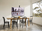 Moulin Rouge Red Coats city canvas print on the wall of a dining room