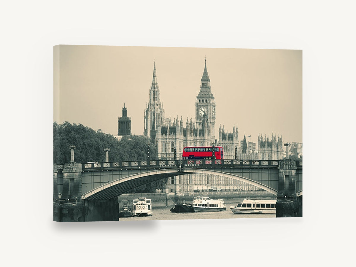 Red Bus on Lambeth, london red bus lambeth bridge photograph, city canvas wall art print ready to hang