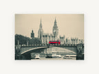 Red Bus on Lambeth, london red bus lambeth bridge photograph, city canvas wall art print, front view