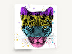 Colour Block Leopard, pop art leopard face illustration, animal canvas wall art print ready to hang