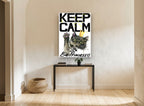 Princess Cat Keep Calm animal canvas print on the wall of a hallway