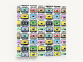 Summer Mixtape Grid, retro cassette tape pattern, stretched canvas wall art print ready to hang