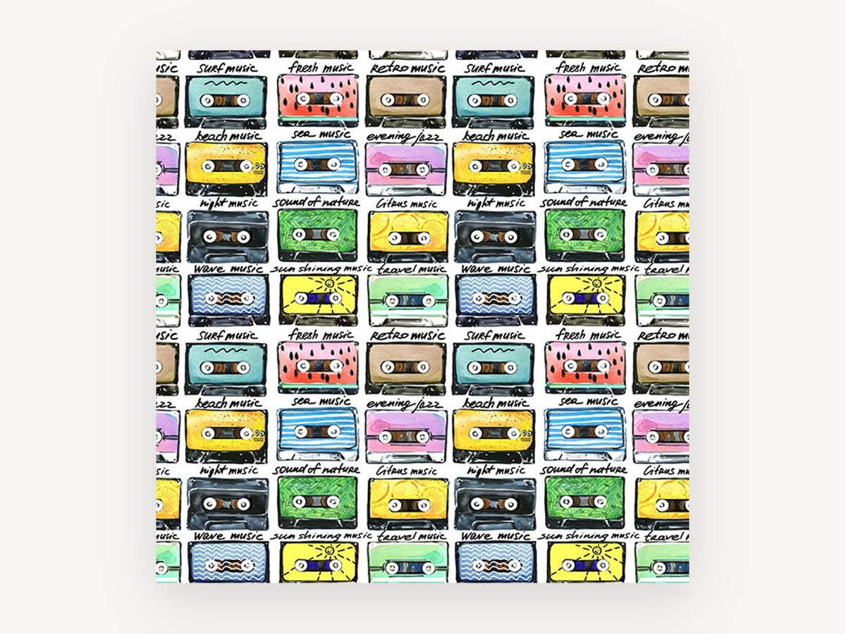 Summer Mixtape Grid, vintage canvas wall art print, front view