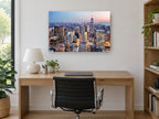 Midtown Dusk Glow city canvas print on the wall of a study