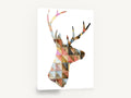 Patchwork Stag Profile, geometric watercolour stag silhouette, animal canvas wall art print ready to hang
