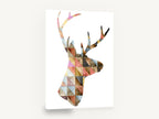 Patchwork Stag Profile, geometric watercolour stag silhouette, animal canvas wall art print ready to hang