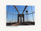 Brooklyn Bridge Cables, brooklyn bridge walkway blue sky photograph, city canvas wall art print ready to hang