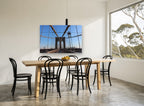 Brooklyn Bridge Cables city canvas print on the wall of a dining room