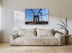 Brooklyn Bridge Cables city canvas print on the wall of a living room