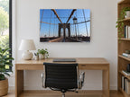 Brooklyn Bridge Cables city canvas print on the wall of a study