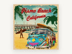 Pismo Beach Surf Bus, vintage canvas wall art print, front view