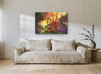 Ember Glade Path landscape canvas print on the wall of a living room