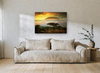 Savanna Peak at Dusk landscape canvas print on the wall of a living room