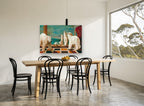 Polar Bears on the Terrace animal canvas print on the wall of a dining room