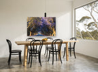 Jacaranda Tunnel Road landscape canvas print on the wall of a dining room