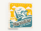 Welcome to Paradise, retro tropical beach sailing poster, stretched canvas wall art print ready to hang