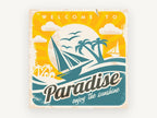 Welcome to Paradise, vintage canvas wall art print, front view