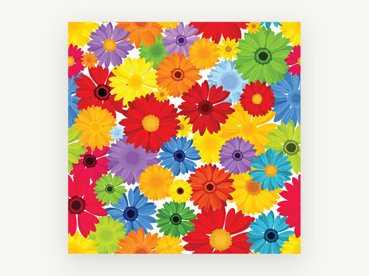 Rainbow Gerbera Bloom, floral canvas wall art print, front view