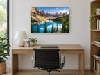 Turquoise Alpine Reflection landscape canvas print on the wall of a study