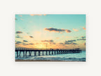 Jetty at Peach Dusk, coastal canvas wall art print, front view