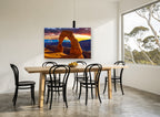Sandstone Arch Sunset landscape canvas print on the wall of a dining room