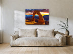 Sandstone Arch Sunset landscape canvas print on the wall of a living room