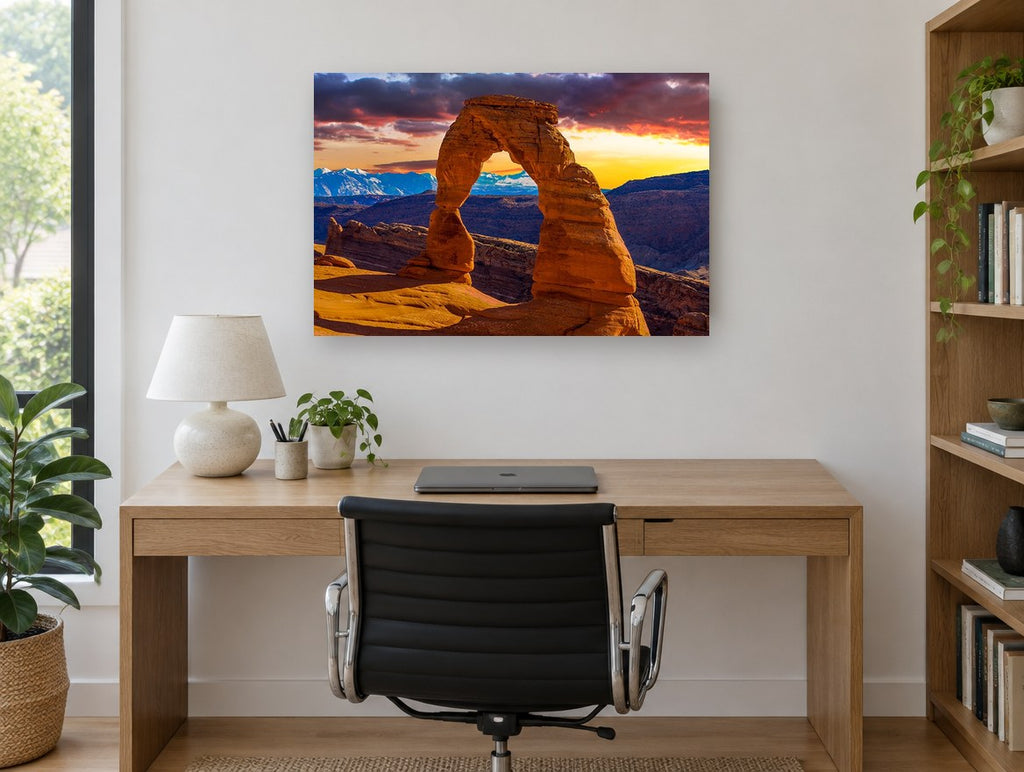 Sandstone Arch Sunset landscape canvas print on the wall of a study