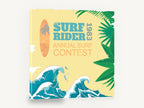 Surf Rider Contest, retro surf contest poster 1983, stretched canvas wall art print ready to hang